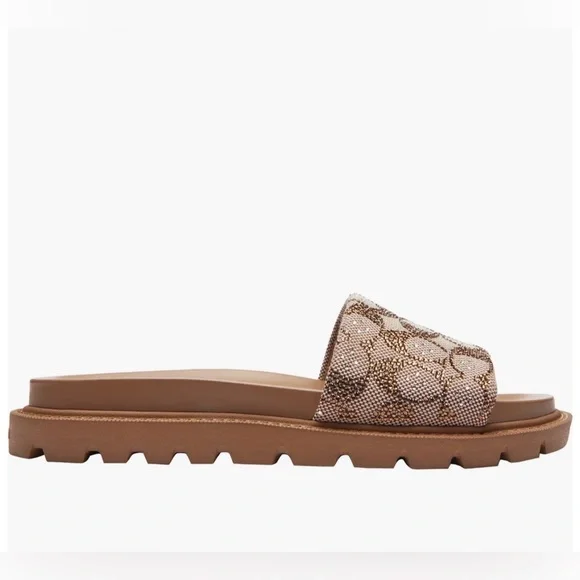 Coach Women's Brynn Crystal Limited Edition Signature Jacquard Slide - Picture 3 of 9